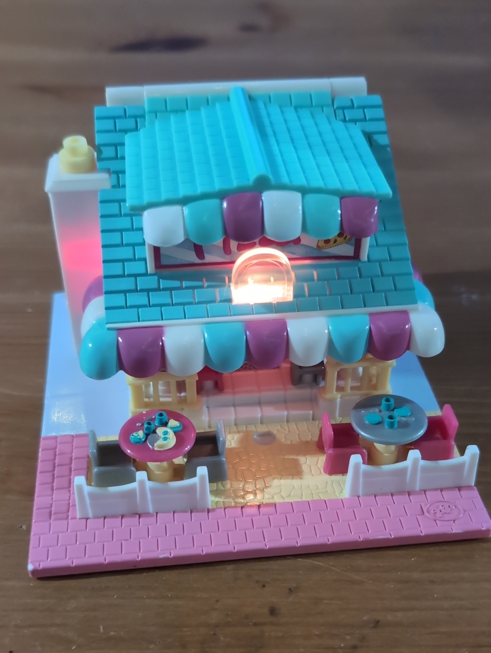 Blue Bird Polly Pocket Mini Pizza Shop Playset LIGHTS 1993 *BINI